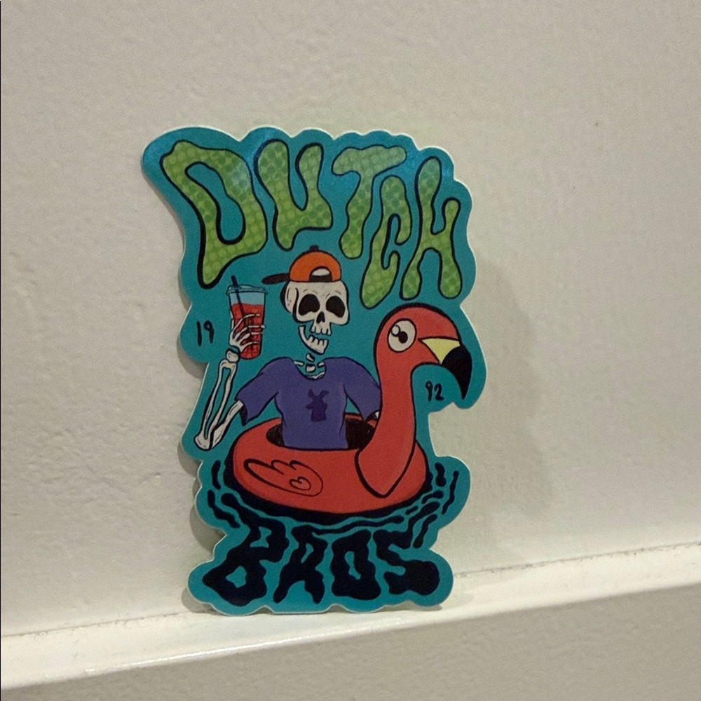 Dutch Bros skeleton in the water sticker